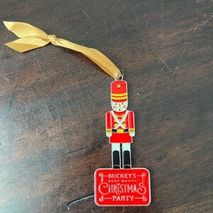 Mickey's Christmas Party Ornament with Gold Ribbon